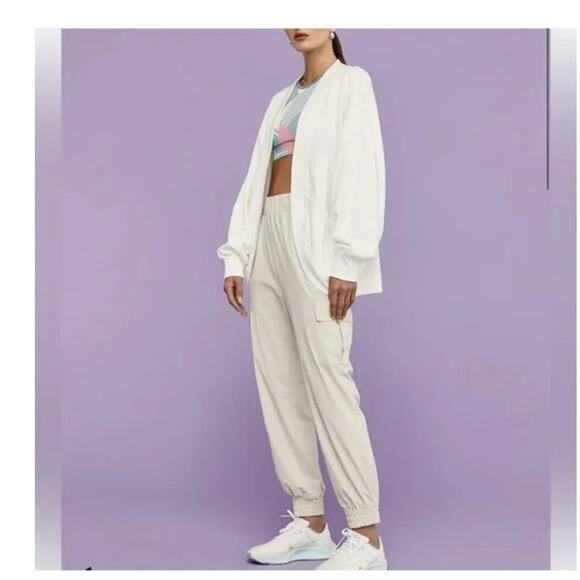 Sweaty Betty London Cora cardigan cotton lily white size medium NWT - Picture 3 of 8